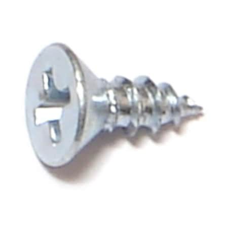 Midwest Fastener Wood Screw, #6, 3/8 in, Zinc Plated Steel Flat Head Phillips Drive, 100 PK 51877